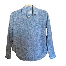 Rails Top XXS Multicolor Josephine Blue Batik Cheetah Print Button Collar Blouse