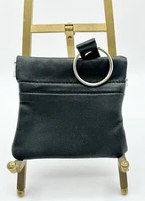 Small Women’s Black Leather Key Ring Change Purse