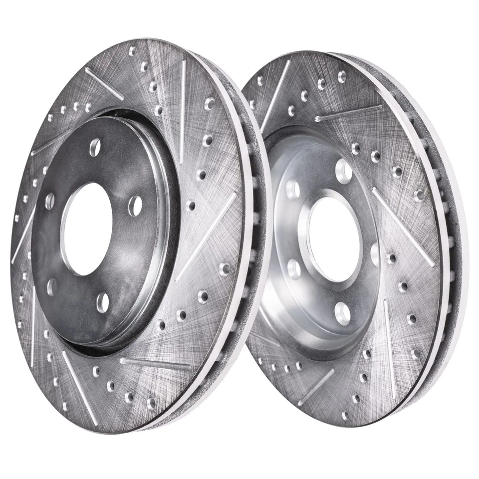 Front Drilled Brake Rotors Rear Drums for Chevrolet Equinox Saturn Vue Torrent - Image 4 of 4