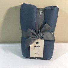 West Elm Tencel Crescent Stitch Quilt Euro Light Indigo Standard 26 x 26 IN.