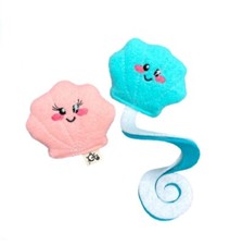 NEW SEASHELL WHIRLY TAIL CAT TOY SET DESIGNER PLUSH w/ CRINKLE USA