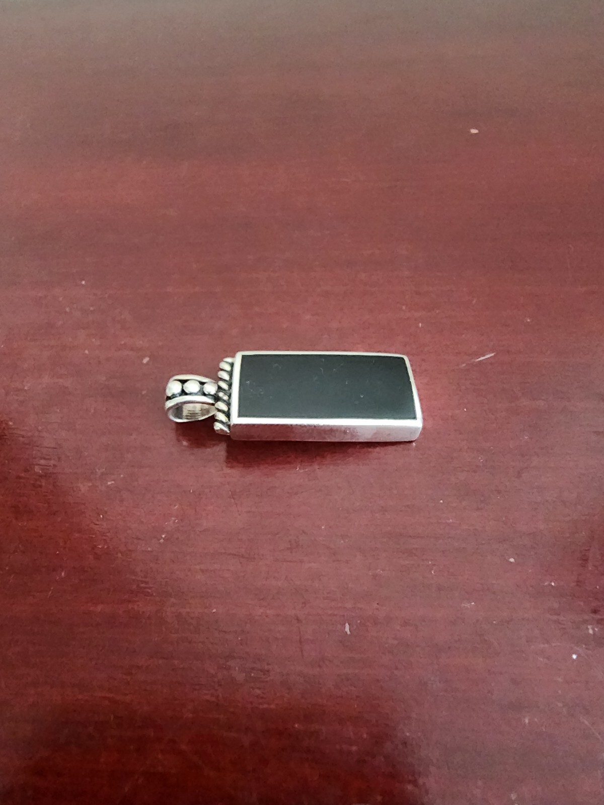 SU 925 STERLING SILVER ONYX RECTANGULAR PENDANT. … - image 3