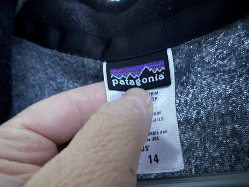 Patagonia Kids XL 14 Grey Fleece Vest Full Zipper Logo VTG - Picture 4 of 10