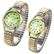 Men Women Easy to Read Dial Stretch Band Watch Luminous Analog Quartz Wristwatch