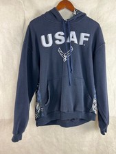 USAF United States Air Force Falcons Hooded Sweatshirt Navy Blue Large
