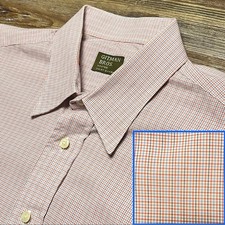 Gitman Bros Button Up Dress Shirt Mens Large Red Blue Check Plaid Made In USA