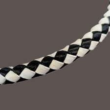 Genuine Leather Bolo Braided Cord BLACK WHITE 10 Feet 10mm size