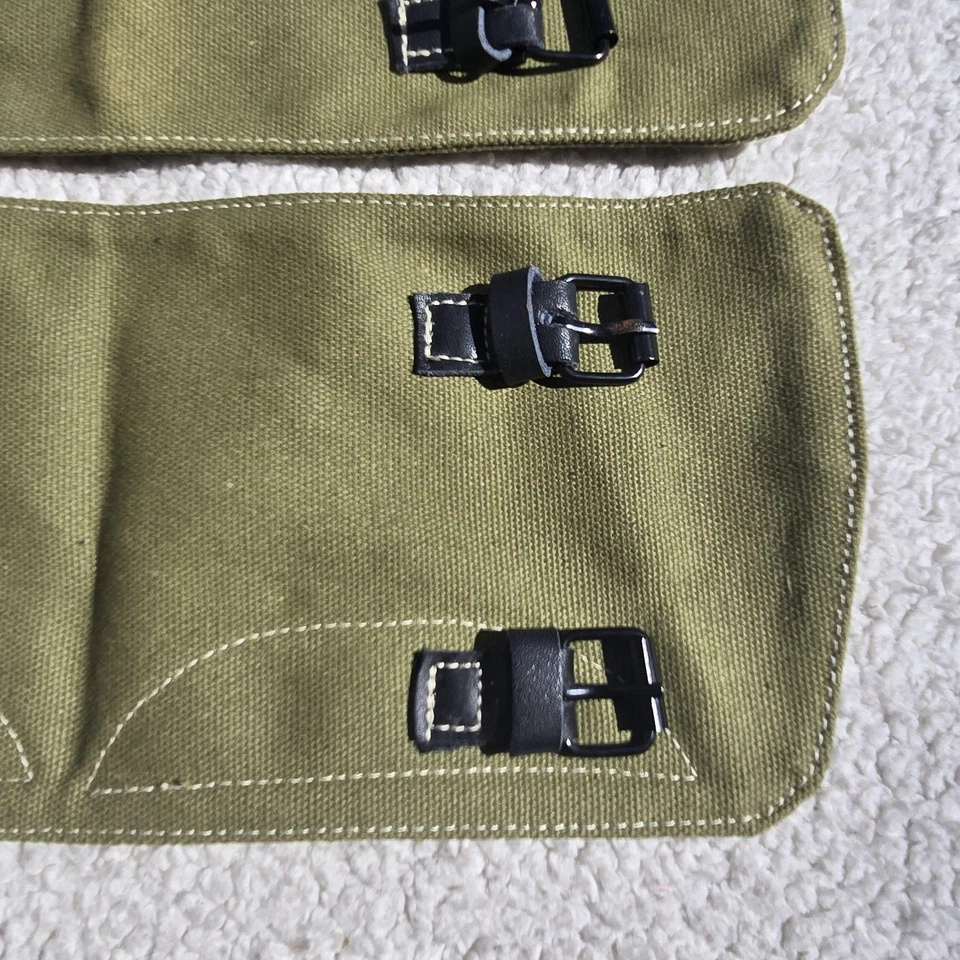帆布腿绑腿 Olive Drab 可调皮革肩带扣 Spats 一对军队 — 第 2/4 张图片