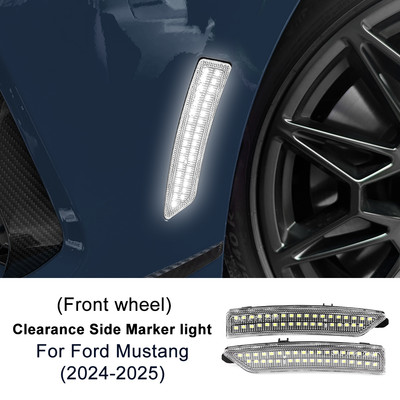 Car Front/Rear Clearance Side Marker Light Cold White for Ford Mustang 2024-2025