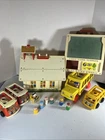Vtg Fisher Price Little People Play Family School House W/Bus,Accessories & Figs