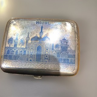 Vintage Metal Pocket Cigarette Case MOSUL Buildings & Architecture Scene