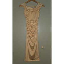 Yellow Ruched Off the Shoulder Bodycon Midi Dress Size Small