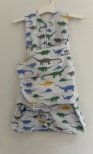 Halo Baby Boys Colorful Dinosaur Print Cozy Fleece Sleep Sack Swaddle White NB