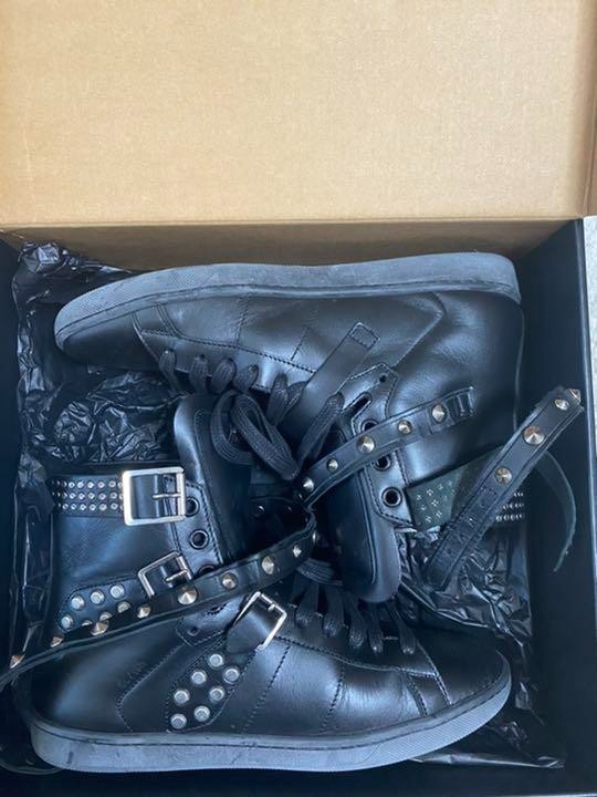 Sneakers alte YSL Saint Laurent borchie cintura pelle nera donna 37 US7