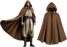 Medieval Hooded Cloak with Metal Loop Clasp for Renaissance and Cosplay Events