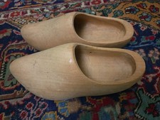 Dutch Wooden Shoes Or Clogs - Hand Carved of Wood, 9" 3.5" inside, unworn