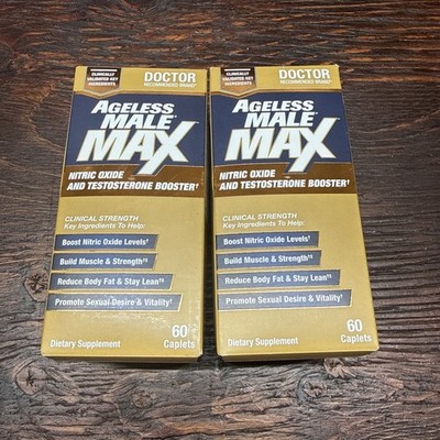 (2) Ageless Male Max Nitric Oxide & Testosterone Booster Vitality 120 Caplets