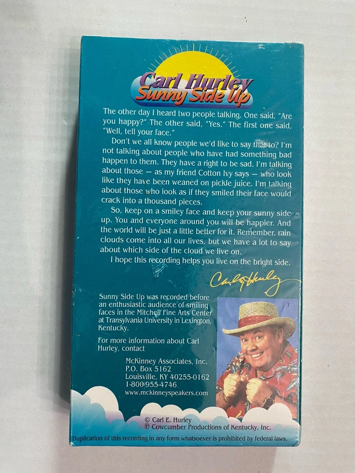 Carl Hurley Sunny Side Up VHS Humorist Comedy OOP New Sealed HTF Rare - Image 2 of 4