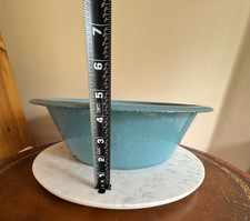 VTG Blue Enamel Ware Tub Basin Round Wash Bowl 14.5 Farmhouse