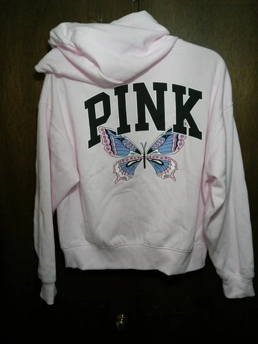 UNDERCOVER Felpa con cappuccio e zip intera Victoria's Secret ROSA Tulip Butterfly Ivy Fleece Campus XS