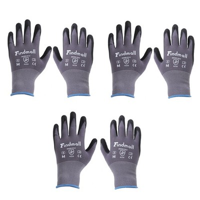 Safety Work Gloves MicroFoam Nitrile Coated Foam Gloves M-Size / 3 Pairs