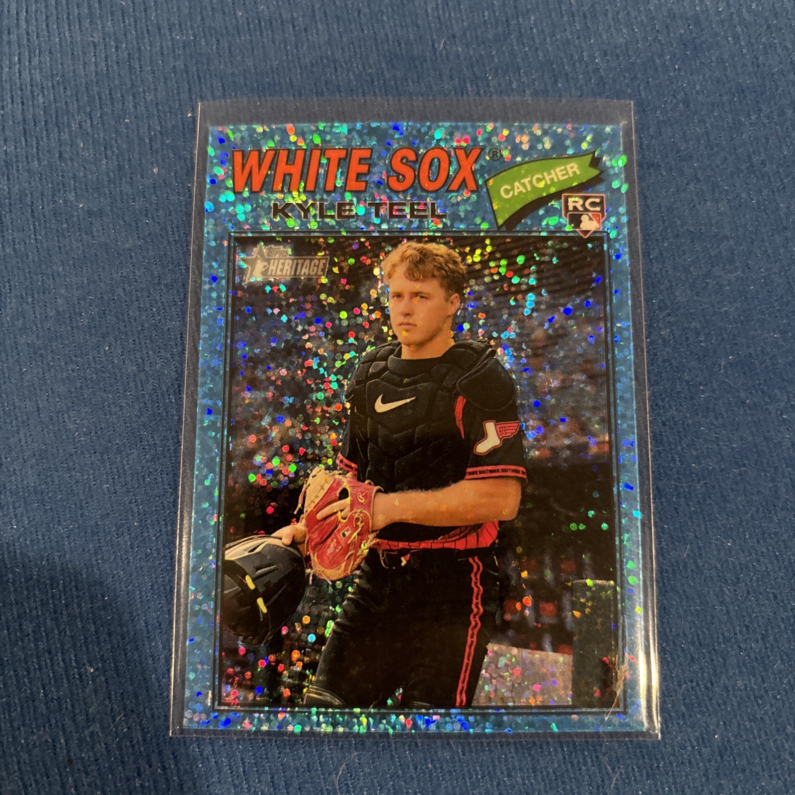 Kyle Teel Rookie 2026 Topps Heritage #182 Chrome Light Blue Sparkle White Sox