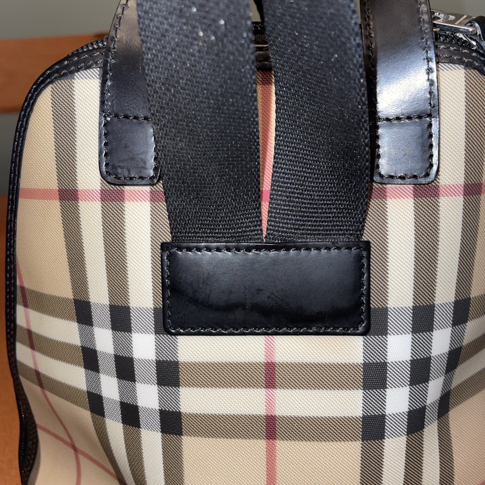 Burberry vintage Nova Check Coated Canvas Backpack Unisex Classic RARE VGUC 2002 image 7