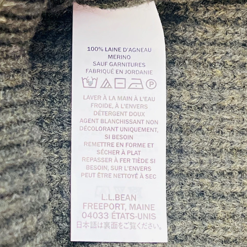 L.L.Bean Mens Waterfowl Sweater 100% Merino Lambs Wool 1/4 Zip Reg Green Ribbed - Image 4 of 4