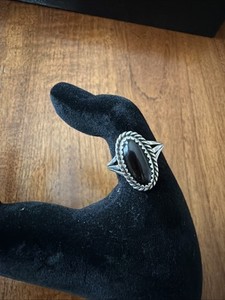 Navajo MP Sterling Silver Black Onyx Ring Size 7 Bezel Vintage