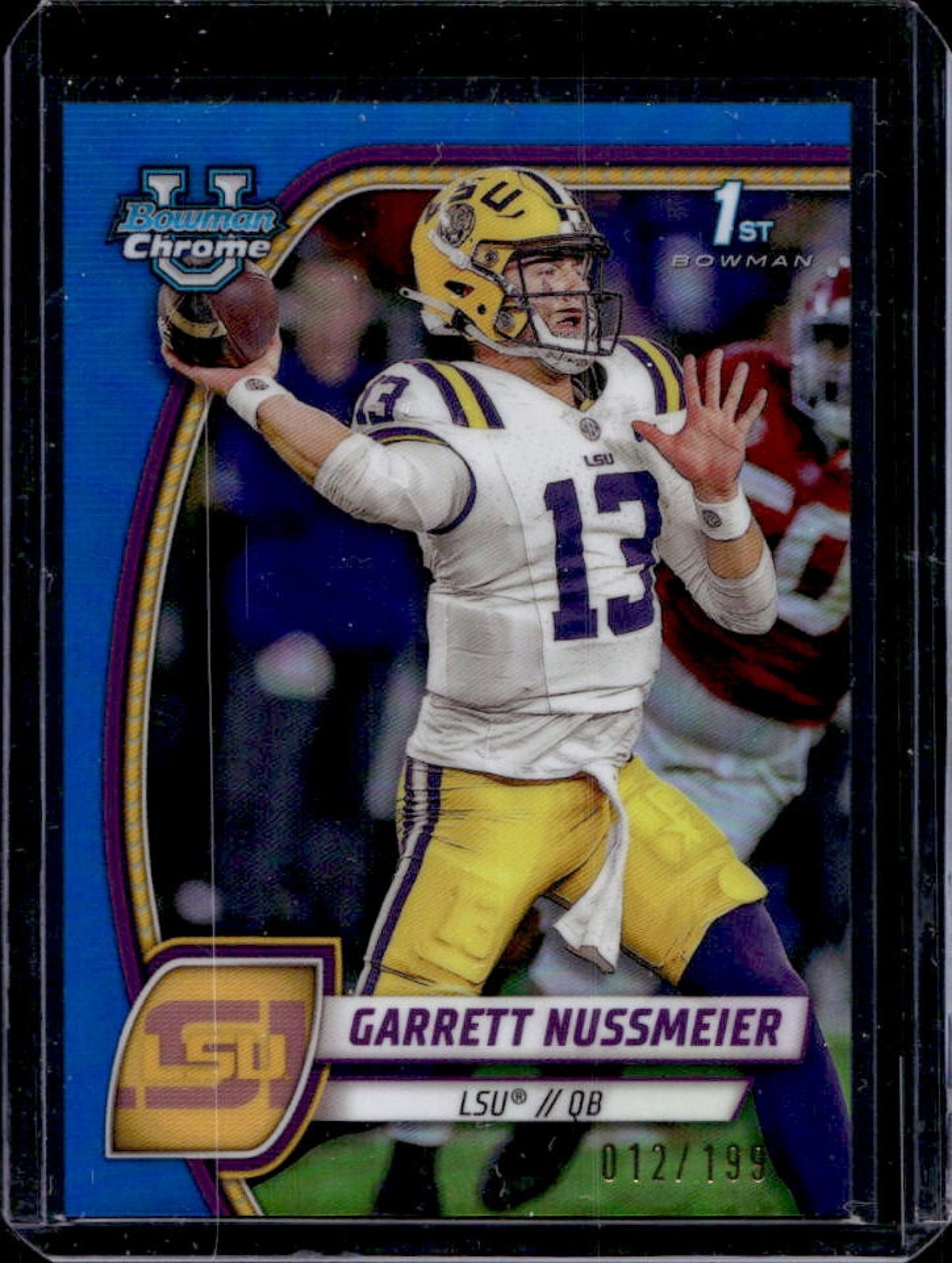 2024 Bowman Chrome U Garrett Nussmeier Blue Refractor 1st #/199 Tigers