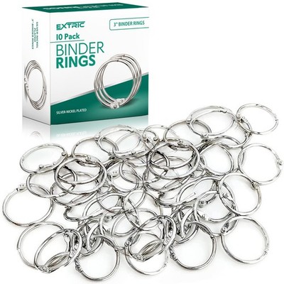 10 Pack 3 Inch Loose Leaf Binder Rings Large Metal Book Rings for Home Office