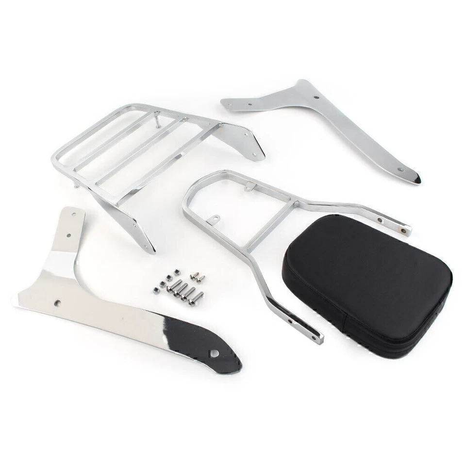 Rückenlehne Sissy Pad & Gepäckträger für Yamaha XVS1300A V Star 1300 07-15 Chrom - Image 3 of 4