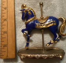 Franklin Carousel Horse Blue Gold World of Carousel Porcelain 