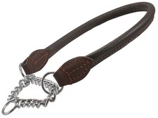 Dogs My Love Rolled Genuine Leather Martingale Dog Collar Brown 3 10.5"-12.25"
