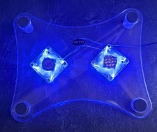 2 Fans USB Cooler Cooling Pad Stand Blue LED Light For Laptop PC Notebook