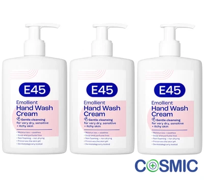 3 X E45 Dermatological Emollient Wash Cream 250 ml