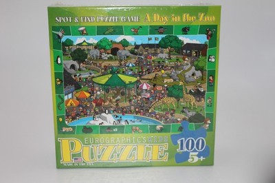 Eurographics Kids Jigsaw Puzzle 100 pc A Day at the Zoo Spot & Find 19'' x 13'' 