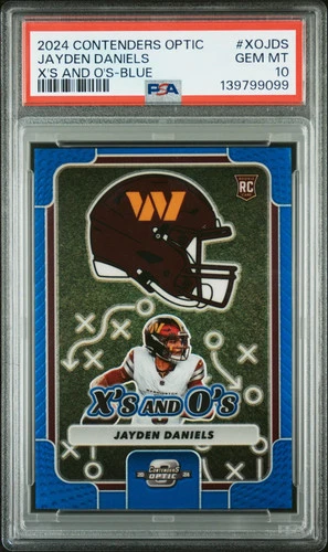2024 Panini Contenders Optic Jayden Daniels Blue X's And O's Rookie /99 PSA 10