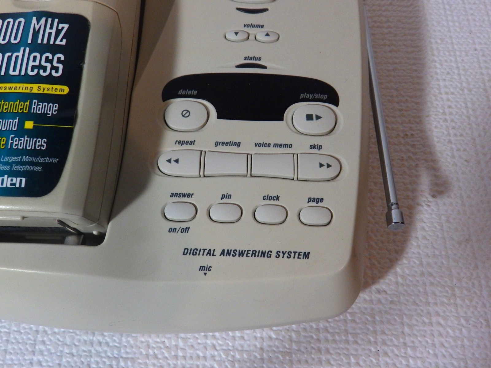 Vintage Uniden 900 MHz cordless phone with a digital answering system.