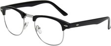 Shiratori New Vintage Fashion Half Frame Semi-Rimless Clear Lens Glasses Black