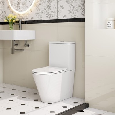 Stand WC spülrandlos Toilette WC mit Spülkasten & Soft-Close WC-Sitz 60×37×82cm