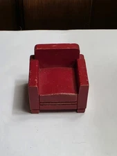 Strombecker Dollhouse Miniature Red Wood Club Chair Armchair 