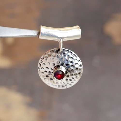 Pendentif Grenat Rouge En Argent Sterling - Pierre Précieuse Naturelle 70 Carats