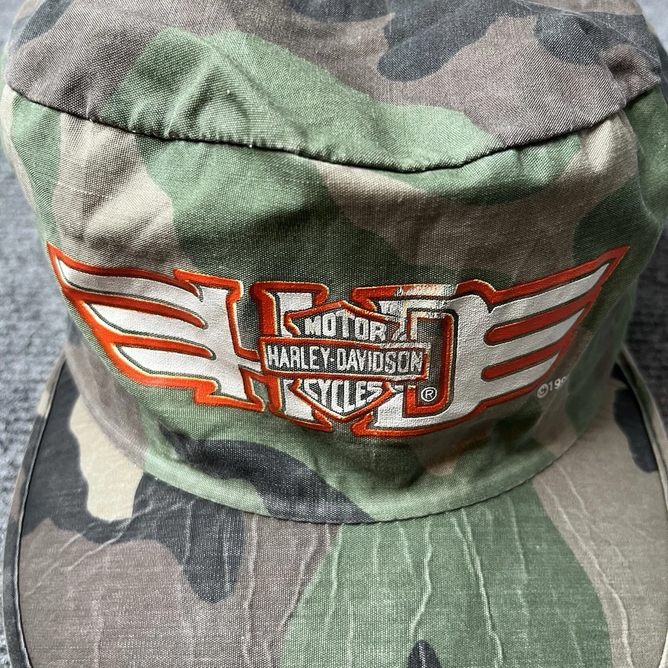 De colección 1996 Harley Davidson Camuflaje Camuflaje Pintores Gorra Años 90 Motociclista Motocicleta Foto 2 de 4