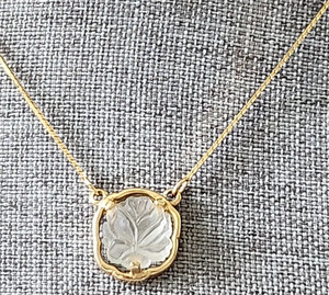 Vintage Napier Gold Tone Herringbone Chain Necklace Frosted Clear Crystal Rose