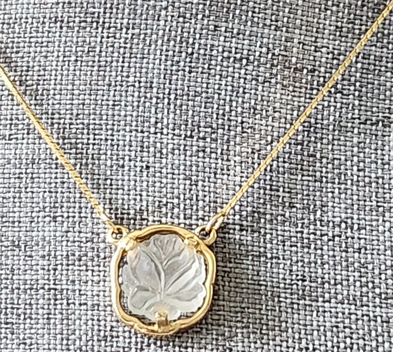 Vintage Napier Gold Tone Herringbone Chain Necklace Frosted Clear Crystal Rose