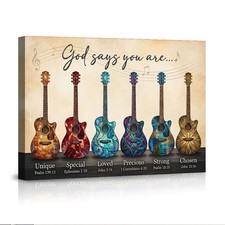 Inspiring God Says You Are Wall Art Colorful Guitar Posters for Home Office