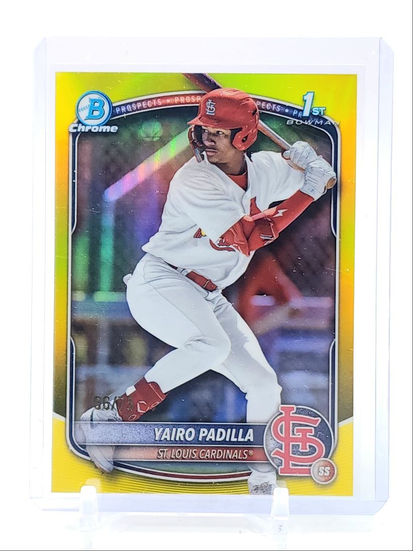 YAIRO PADILLA 2025 BOWMAN CHROME 1ST YELLOW REFRACTOR CARDINALS /75 Q2491