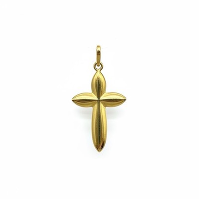 18ct 18k Yellow Gold Concave Curve Crucifix Cross Pendant 1.90 Grams. Brand New