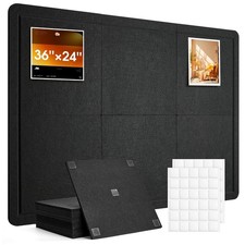 Bulletin Board, 36 x 24 inches Cork Board Alternative, 6 Pack 12"X12"X0.4" Fe...